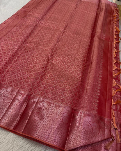 Epiphany Pink Soft Silk Saree With Phenomenal Blouse Piece