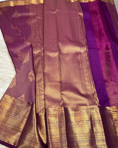 Precious Purple Soft Banarasi Silk Saree With Ebullience Blouse Piece