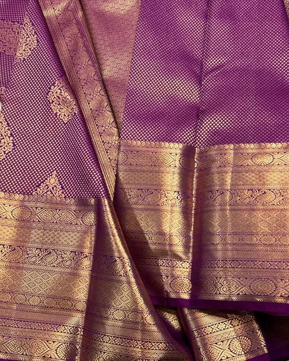 Precious Purple Soft Banarasi Silk Saree With Ebullience Blouse Piece
