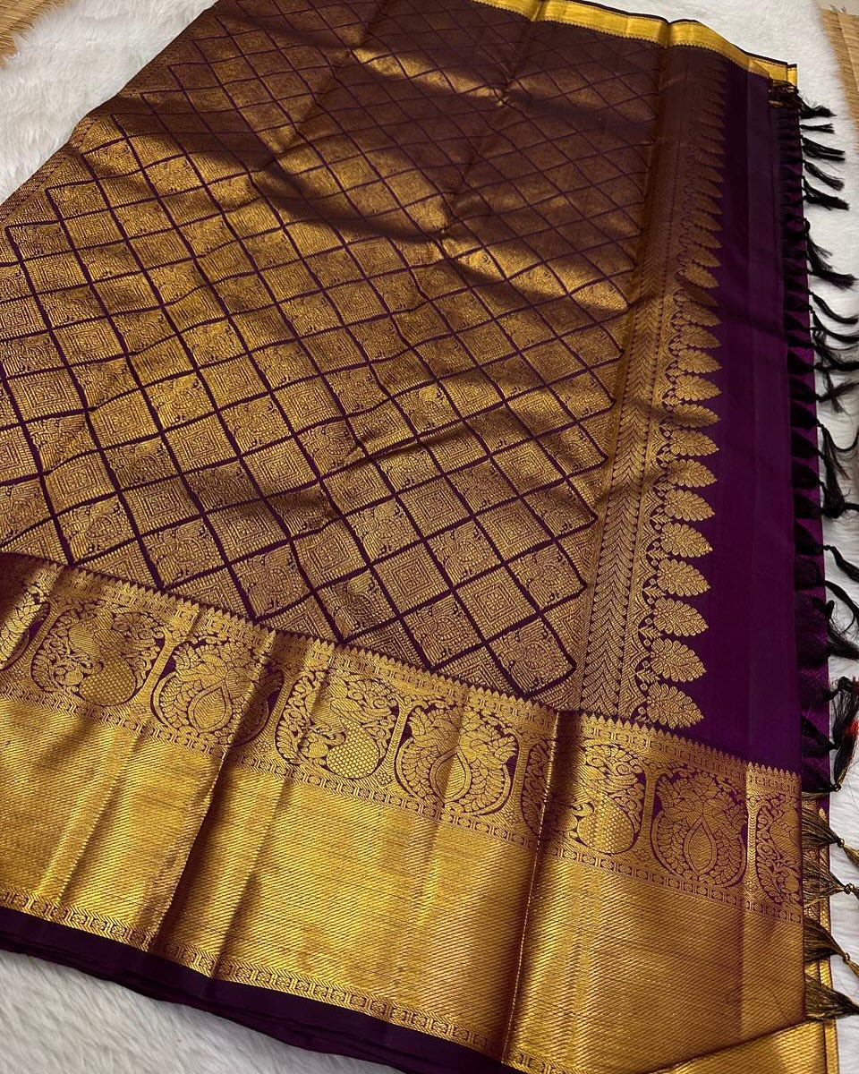 Transcendent Purple Soft Banarasi Silk Saree With Beguiling Blouse Piece