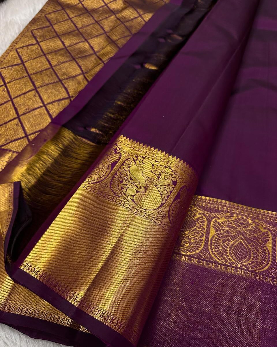 Transcendent Purple Soft Banarasi Silk Saree With Beguiling Blouse Piece