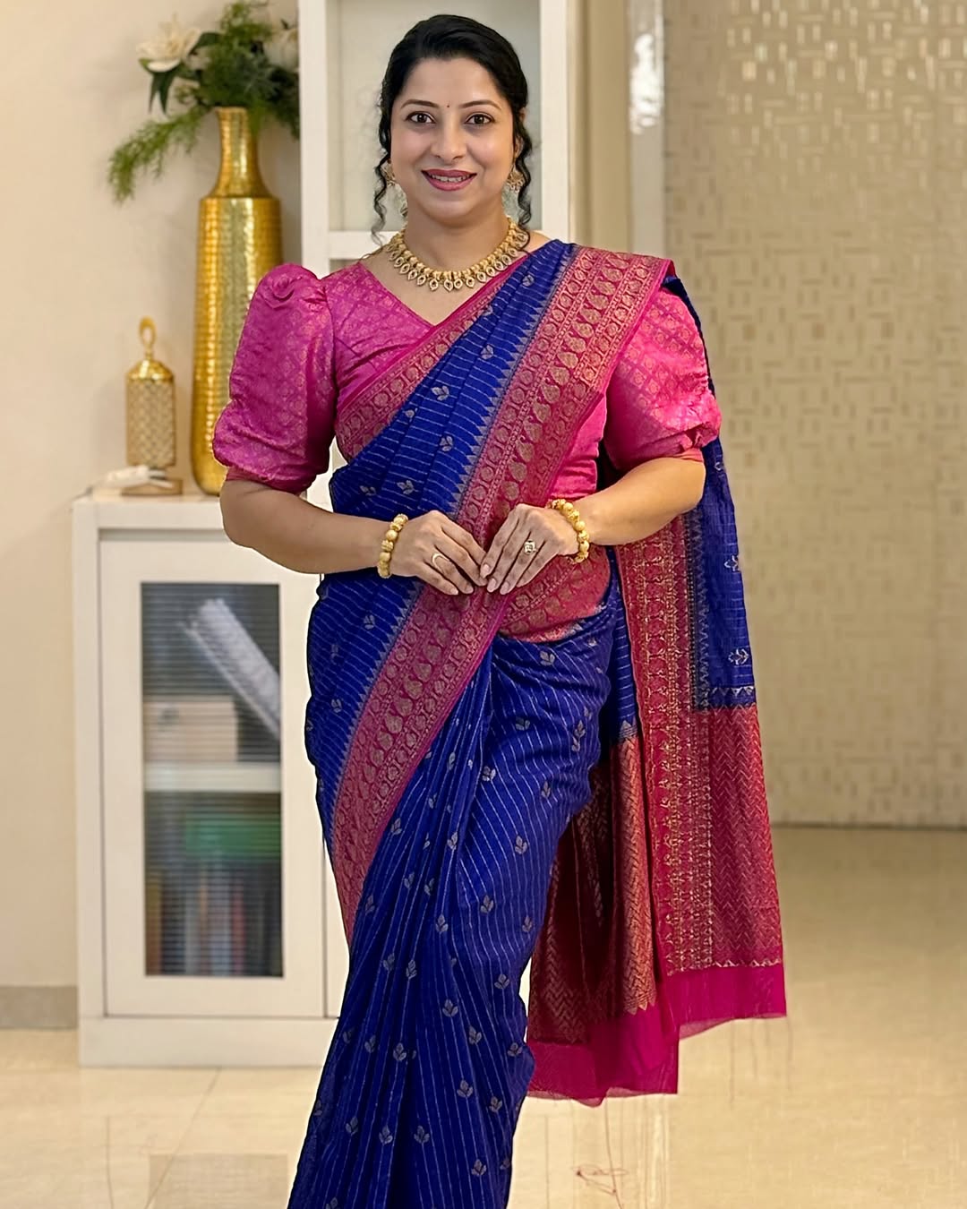 Magnetic Blue Soft Silk Saree With Embellished Blouse Piece