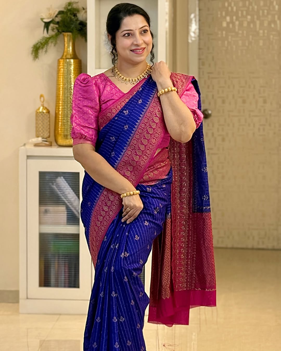 Magnetic Blue Soft Silk Saree With Embellished Blouse Piece