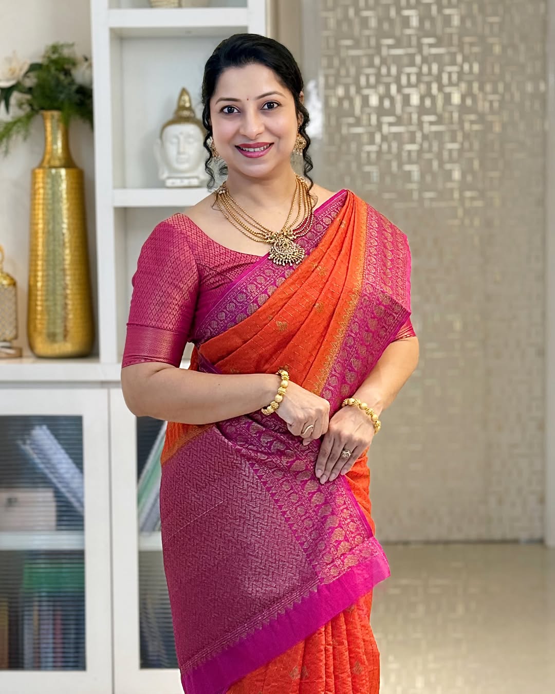 Rhapsodic Orange Soft Silk Saree With Dulcet Blouse Piece