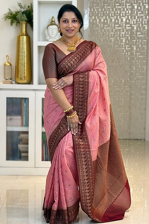 Load image into Gallery viewer, Fantabulous Pink Soft Silk Saree With Attractive Blouse Piece
