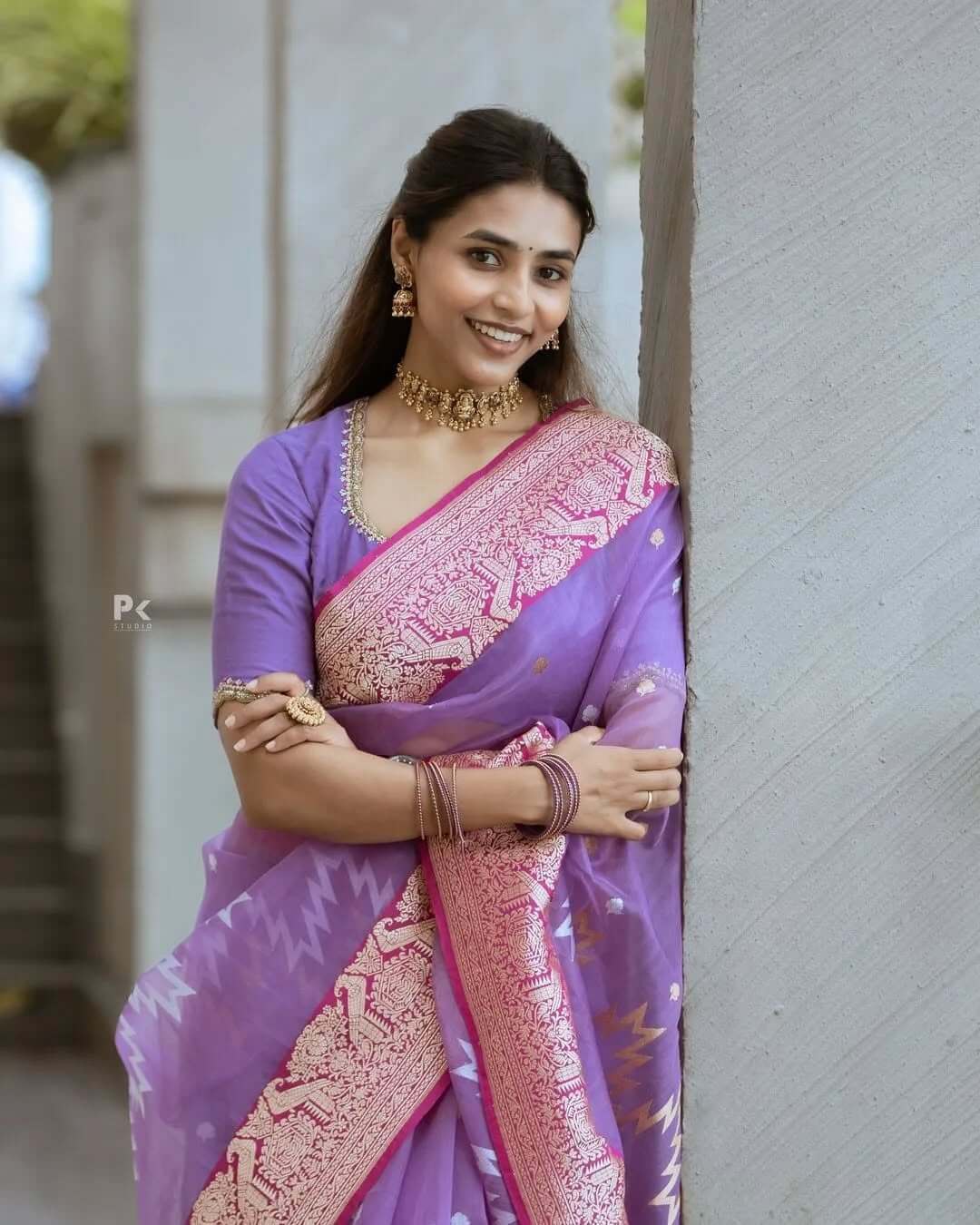 Alluring Lavender Cotton Silk Saree With Stylish Blouse Piece