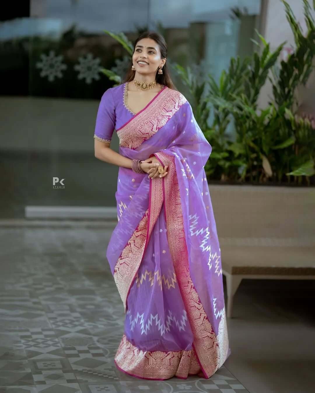 Alluring Lavender Cotton Silk Saree With Stylish Blouse Piece