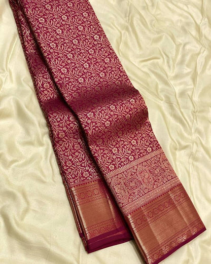 Inimitable Maroon Soft Banarasi Silk Saree With Exceptional Blouse Piece