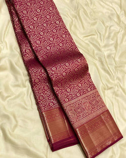 Inimitable Maroon Soft Banarasi Silk Saree With Exceptional Blouse Piece