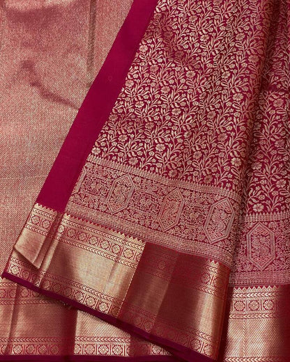 Inimitable Maroon Soft Banarasi Silk Saree With Exceptional Blouse Piece