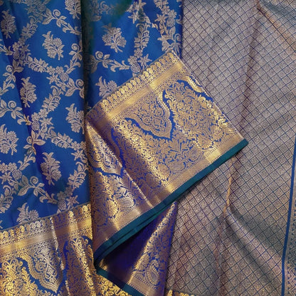 Forbearance Royal Blue Soft Banarasi Silk Saree With Desultory Blouse Piece