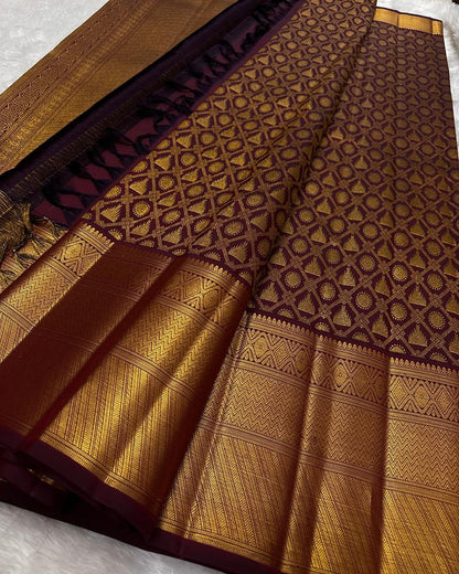 Magnetic Wine Soft Banarasi Silk Saree With Embellished Blouse Piece