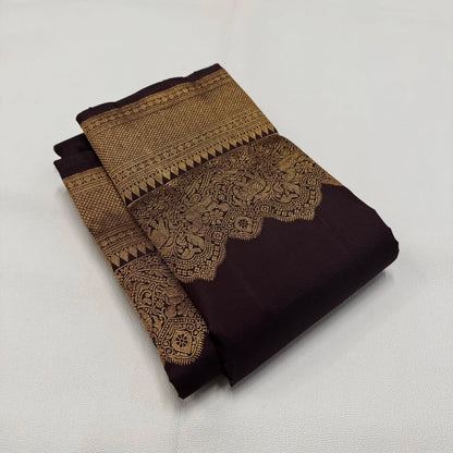 Ravishing Brown Soft Banarasi Silk Saree With Delightful Blouse Piece