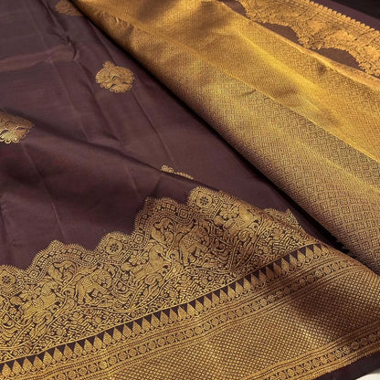 Ravishing Brown Soft Banarasi Silk Saree With Delightful Blouse Piece