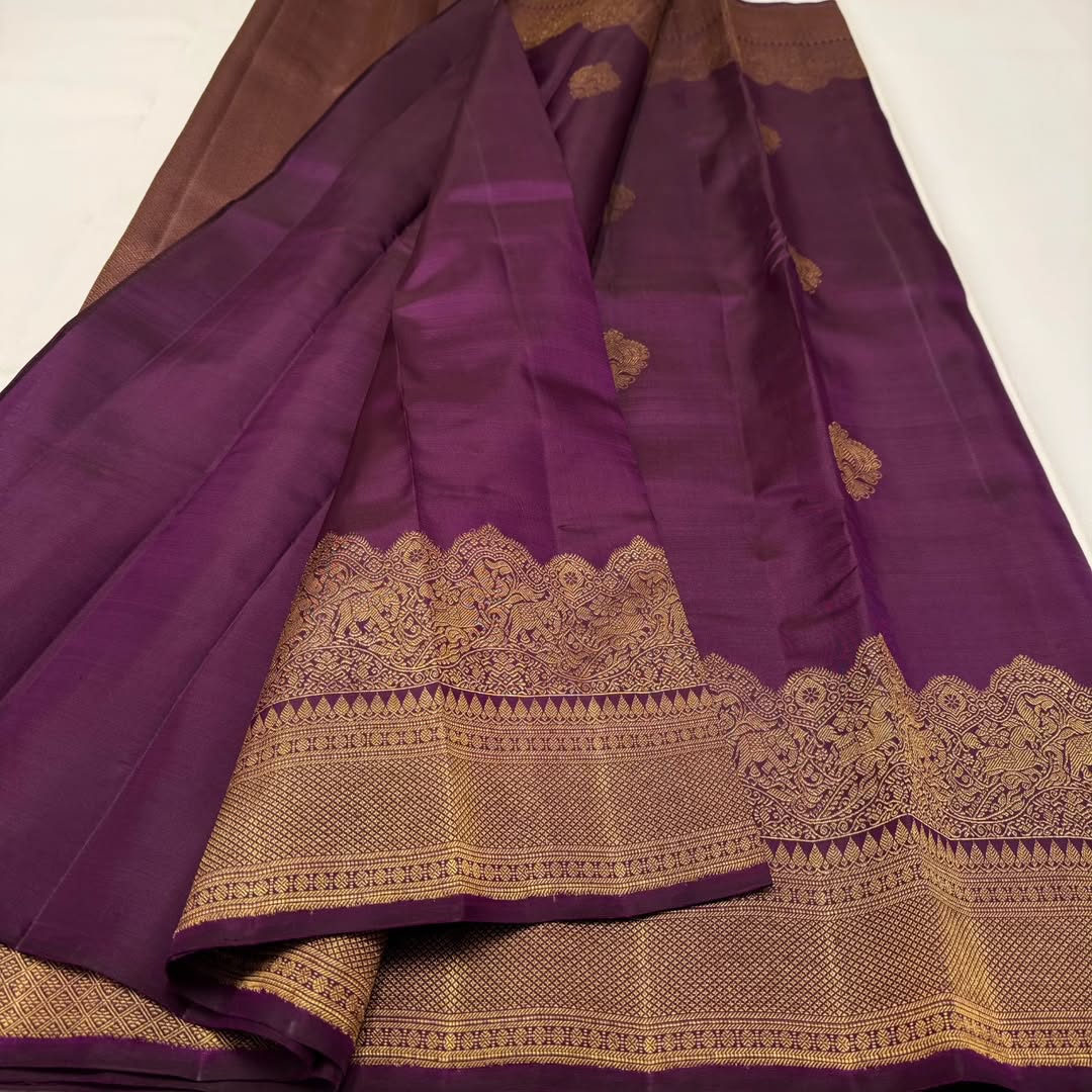 Intricate Purple Soft Banarasi Silk Saree With Seraphic Blouse Piece