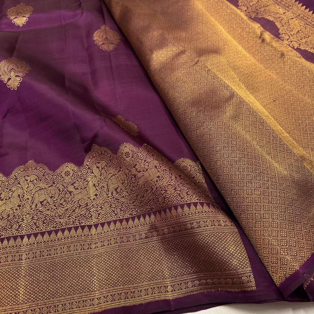 Intricate Purple Soft Banarasi Silk Saree With Seraphic Blouse Piece