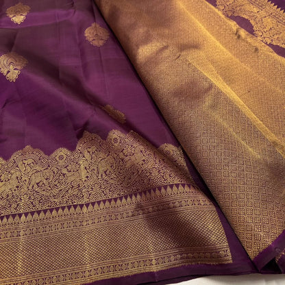 Intricate Purple Soft Banarasi Silk Saree With Seraphic Blouse Piece