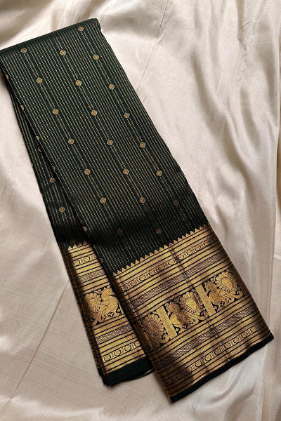 Ephemeral Dark Green Soft Banarasi Silk Saree With Amiable Blouse Piece