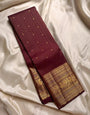 Hypnotic Maroon Soft Banarasi Silk Saree With Inimitable Blouse Piece