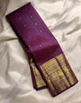 Exceptional Purple Soft Banarasi Silk Saree With Designer Blouse Piece