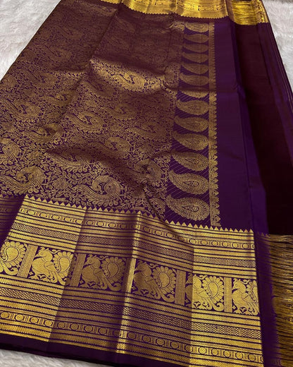 Exceptional Purple Soft Banarasi Silk Saree With Designer Blouse Piece