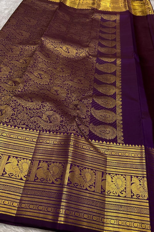 Load image into Gallery viewer, Exceptional Purple Soft Banarasi Silk Saree With Designer Blouse Piece
