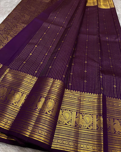 Exceptional Purple Soft Banarasi Silk Saree With Designer Blouse Piece