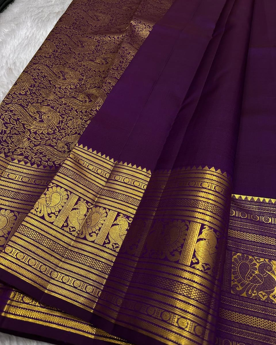 Exceptional Purple Soft Banarasi Silk Saree With Designer Blouse Piece