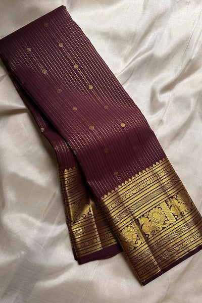 Panache Wine Soft Banarasi Silk Saree With Adorable Blouse Piece