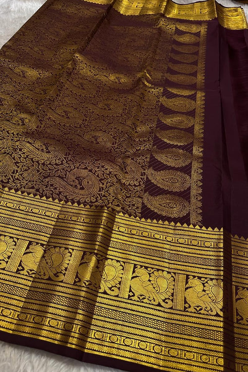 Load image into Gallery viewer, Panache Wine Soft Banarasi Silk Saree With Adorable Blouse Piece
