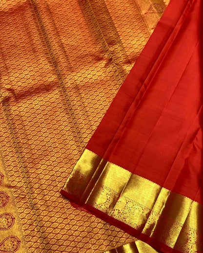 Sumptuous Red Soft Banarasi Silk Saree With Bewitching Blouse Piece