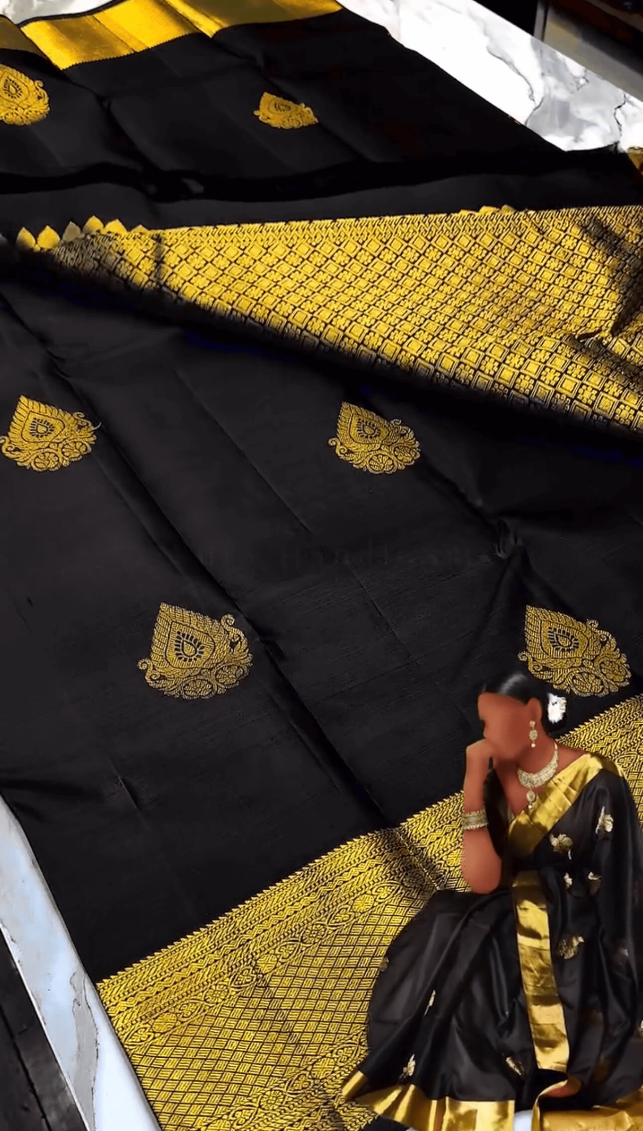 Beautiful Black Soft Banarasi Silk Saree With Snazzy Blouse Piece