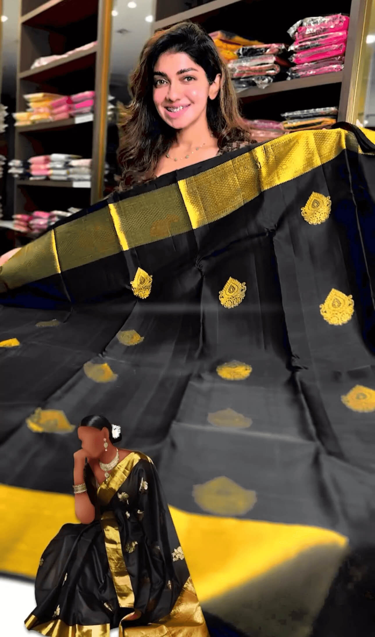 Beautiful Black Soft Banarasi Silk Saree With Snazzy Blouse Piece