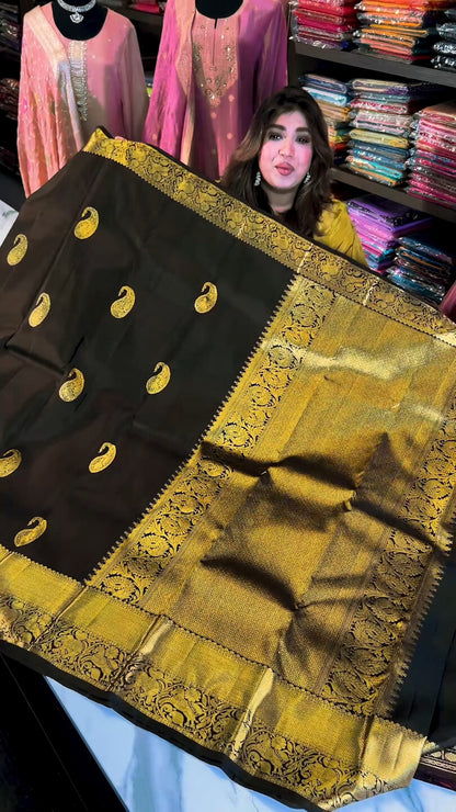 Lassitude Black Soft Banarasi Silk Saree With Glowing Blouse Piece
