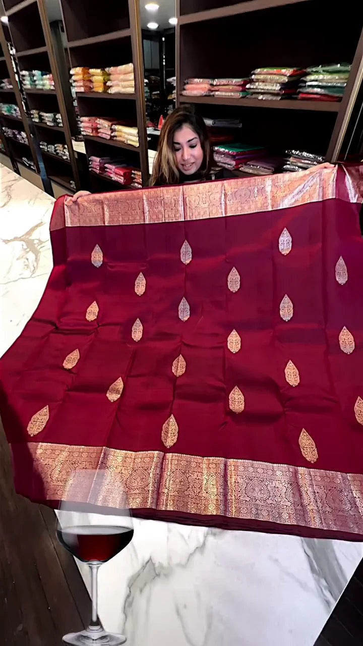 Supernal Wine Soft Banarasi Silk Saree With Devastating Blouse Piece