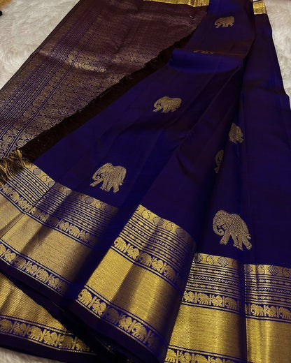 Brood Royal Blue Soft Banarasi Silk Saree With Magnificat Blouse Piece