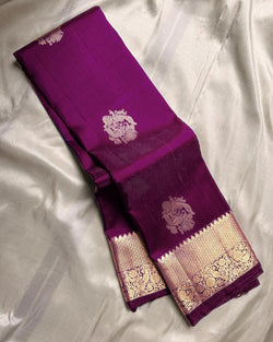 Alluring Purple Soft Banarasi Silk Saree With Exquisite Blouse Piece