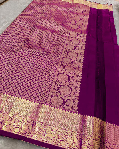Alluring Purple Soft Banarasi Silk Saree With Exquisite Blouse Piece