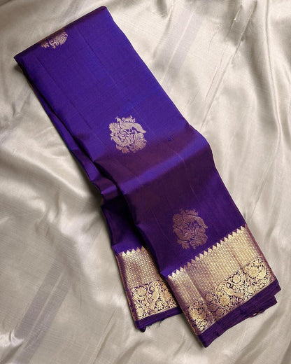 Gratifying Royal Blue Soft Banarasi Silk Saree With Marvellous Blouse Piece