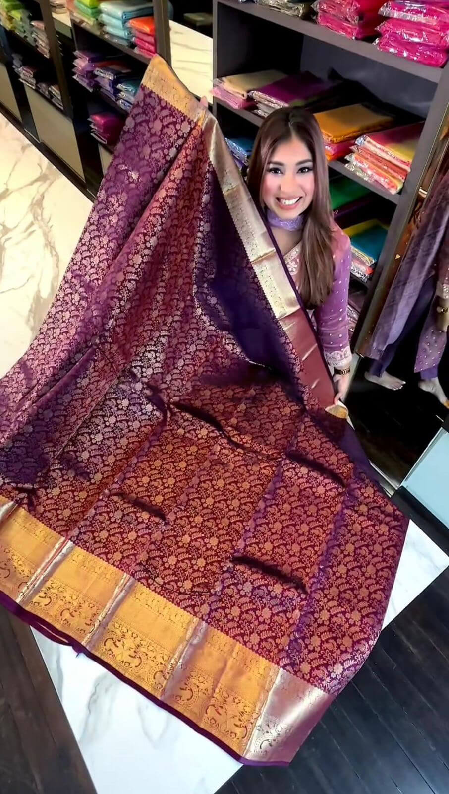 Vibrant Purple Soft Banarasi Silk Saree With Winsome Blouse Piece