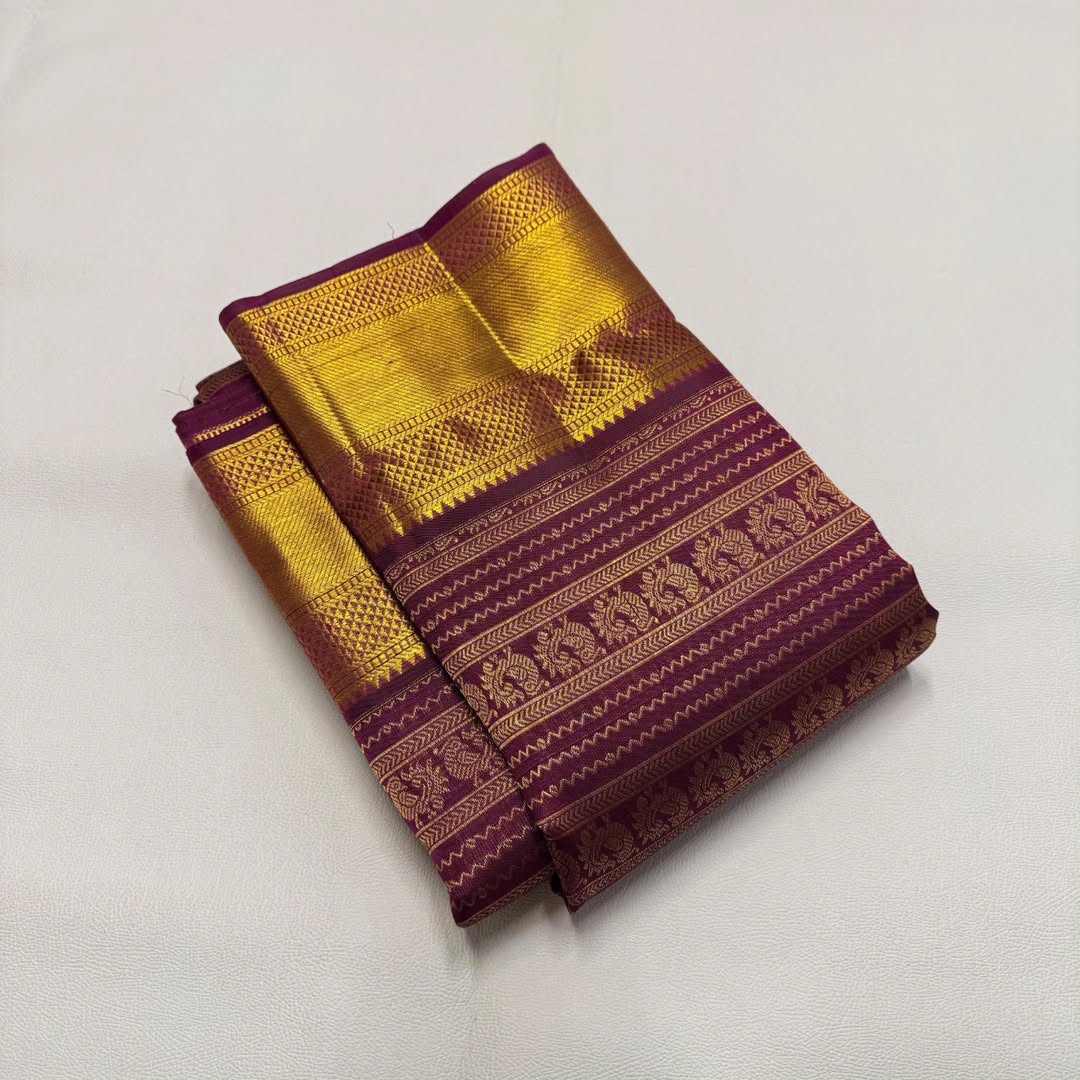 Dazzling Purple Soft Banarasi Silk Saree With Serendipity Blouse Piece