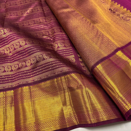 Dazzling Purple Soft Banarasi Silk Saree With Serendipity Blouse Piece