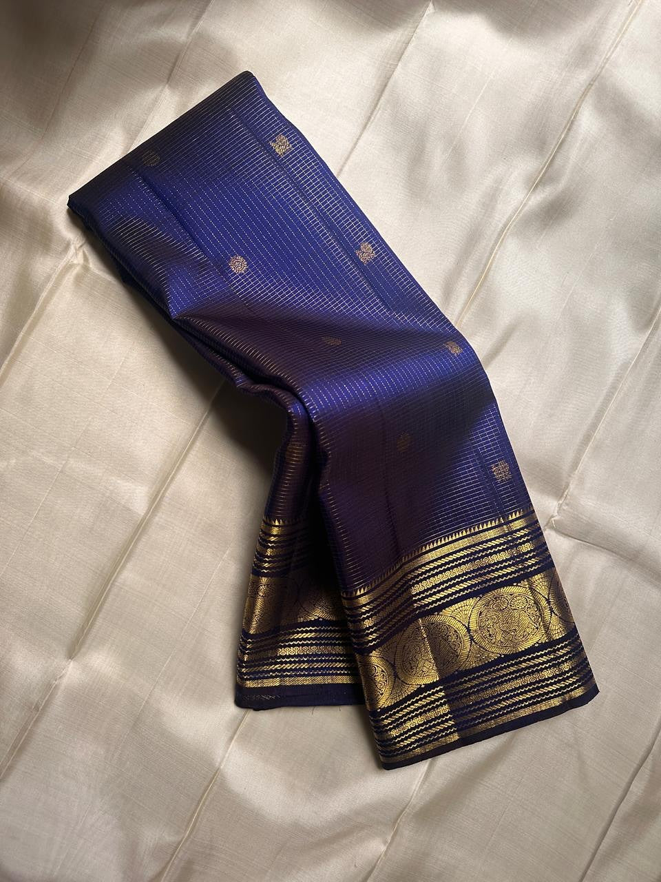 Petrichor Navy Blue Soft Banarasi Silk Saree With Eclat Blouse Piece