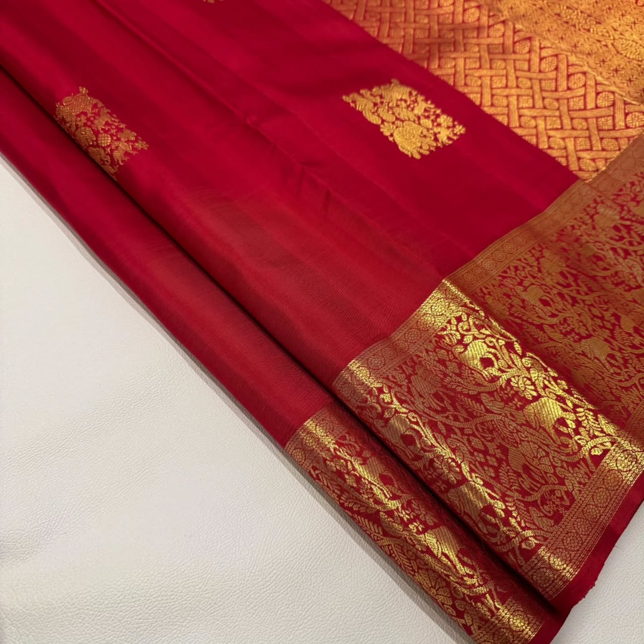 Traditional Red Soft Banarasi Silk Saree With Prominent Blouse Piece