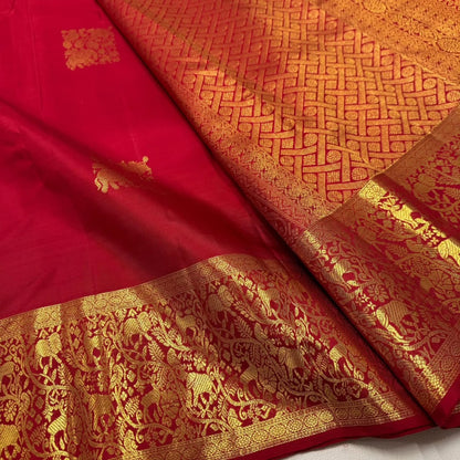 Traditional Red Soft Banarasi Silk Saree With Prominent Blouse Piece