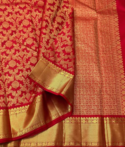 Divine Red Soft Banarasi Silk Saree With Trendy Blouse Piece