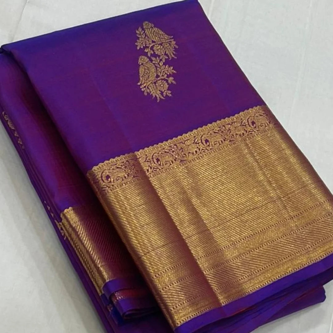 Refreshing Purple Soft Banarasi Silk Saree With Sumptuous Blouse Piece