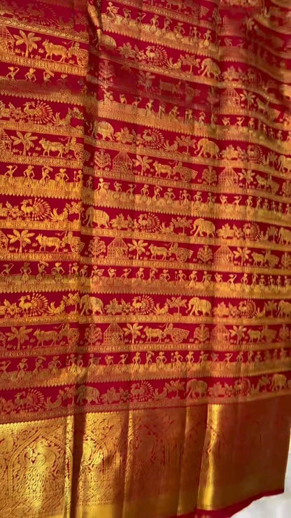 Entrancing Red Soft Banarasi Silk Saree With Divine Blouse Piece