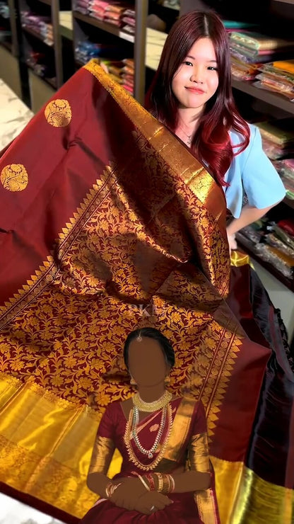 Moiety Maroon Soft Banarasi Silk Saree With Traditional Blouse Piece
