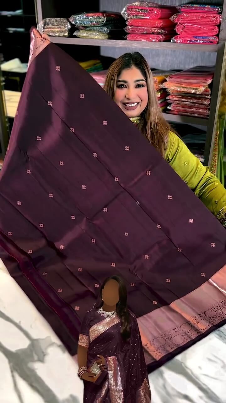 Jazzy Wine Soft Banarasi Silk Saree With Snazzy Blouse Piece